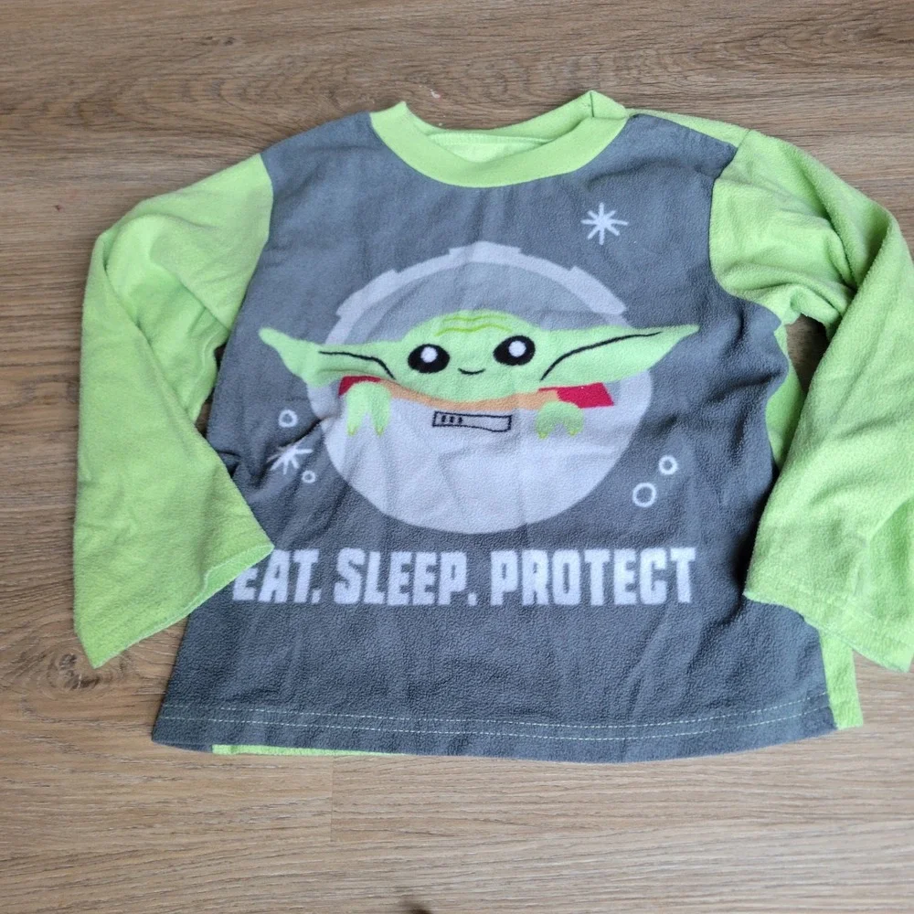 Star Wars Pajamas Boys Size 6 Green Gray Baby Yoda Grogu Fleece 2pc Sleep Set